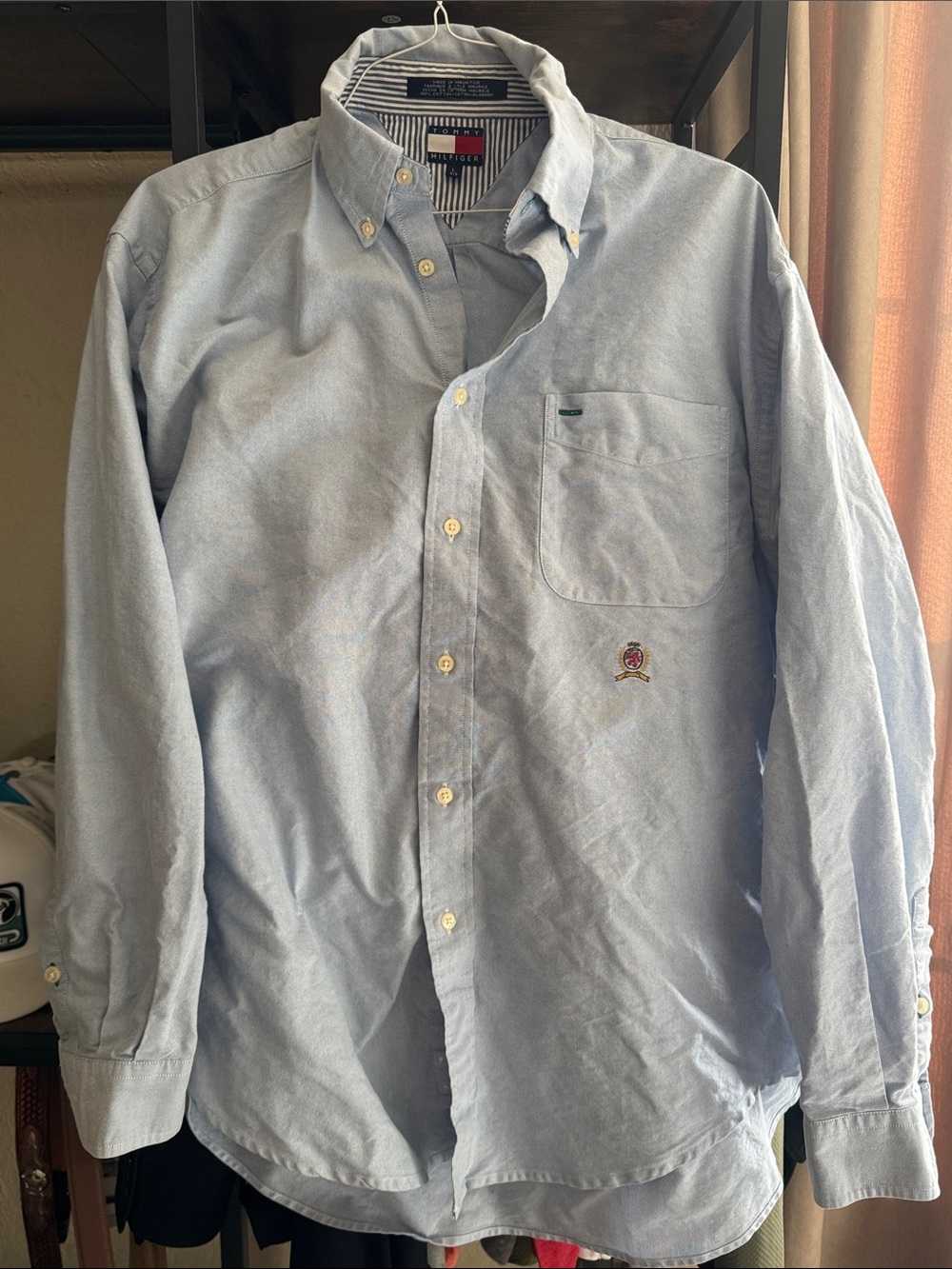 Tommy Hilfiger Light Blue Button-Down Oxford Shirt with Chest Pocket